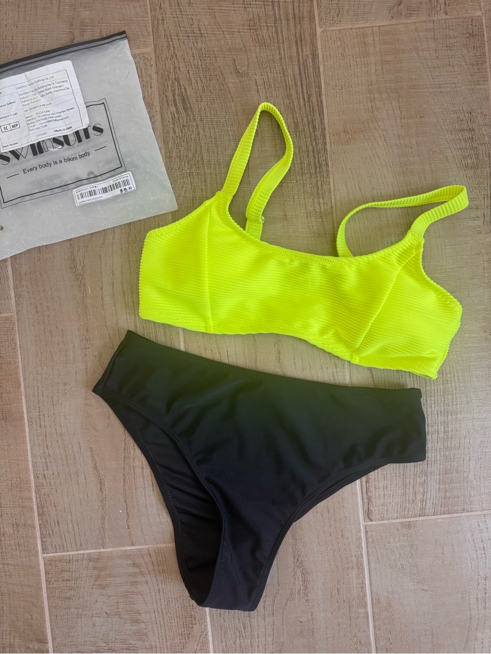 POPVIL Neon Yellow & Black Two-Piece Women's Bikini Set